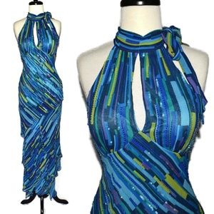 Sue Wong Nocturne Blue Silk Beaded Dress 4